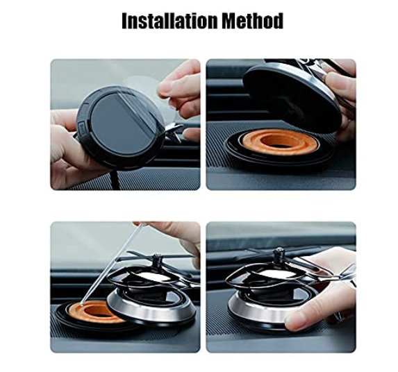 Solar Powered Rotating Helicopter Aromacure Furnishing Air Freshener Tablet for Car Interior, Pack of 1