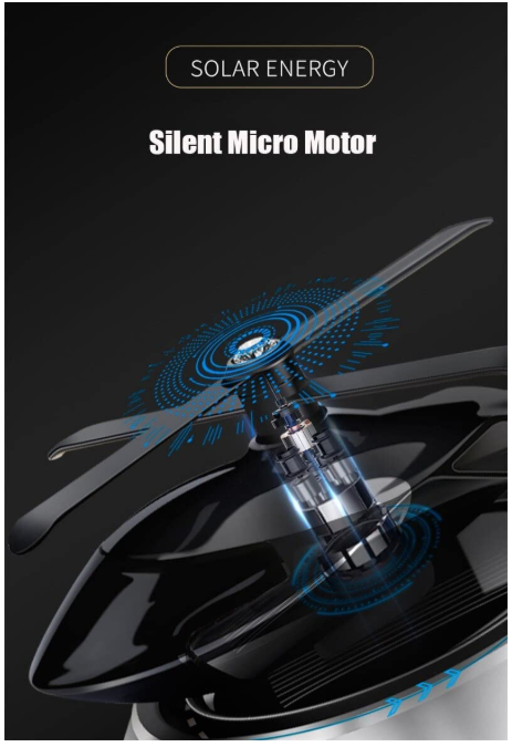 Solar Powered Rotating Helicopter Aromacure Furnishing Air Freshener Tablet for Car Interior, Pack of 1