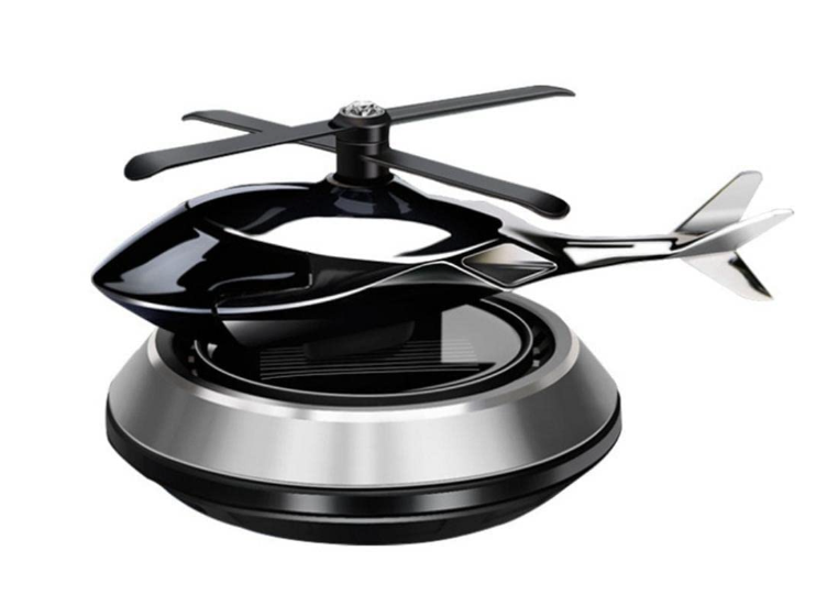 Solar Powered Rotating Helicopter Aromacure Furnishing Air Freshener Tablet for Car Interior, Pack of 1