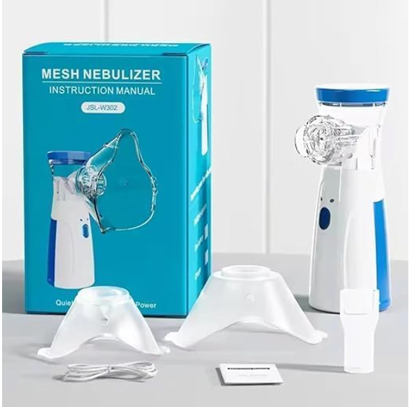 Portable Mesh Nebulizer, Quiet and Compact Nebulizer Machine for Adult and Kids, Wireless Vaporizer Machine With Respiratory Mask, Effective for Cough, Asthma, Sinusitis, and Bronchitis, Steam Inhaler for Cold and Cough -Quick Relief